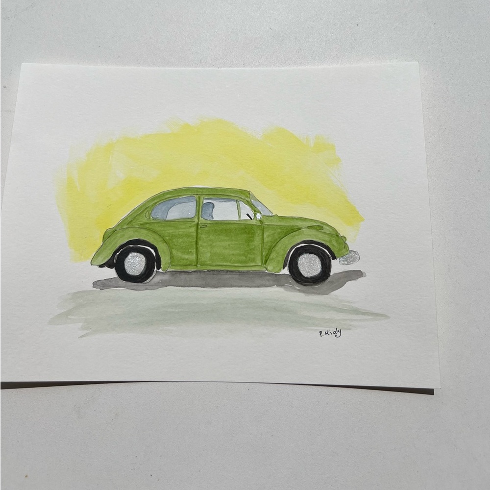 Watercolor painting of 1960’s VW BEETLE
